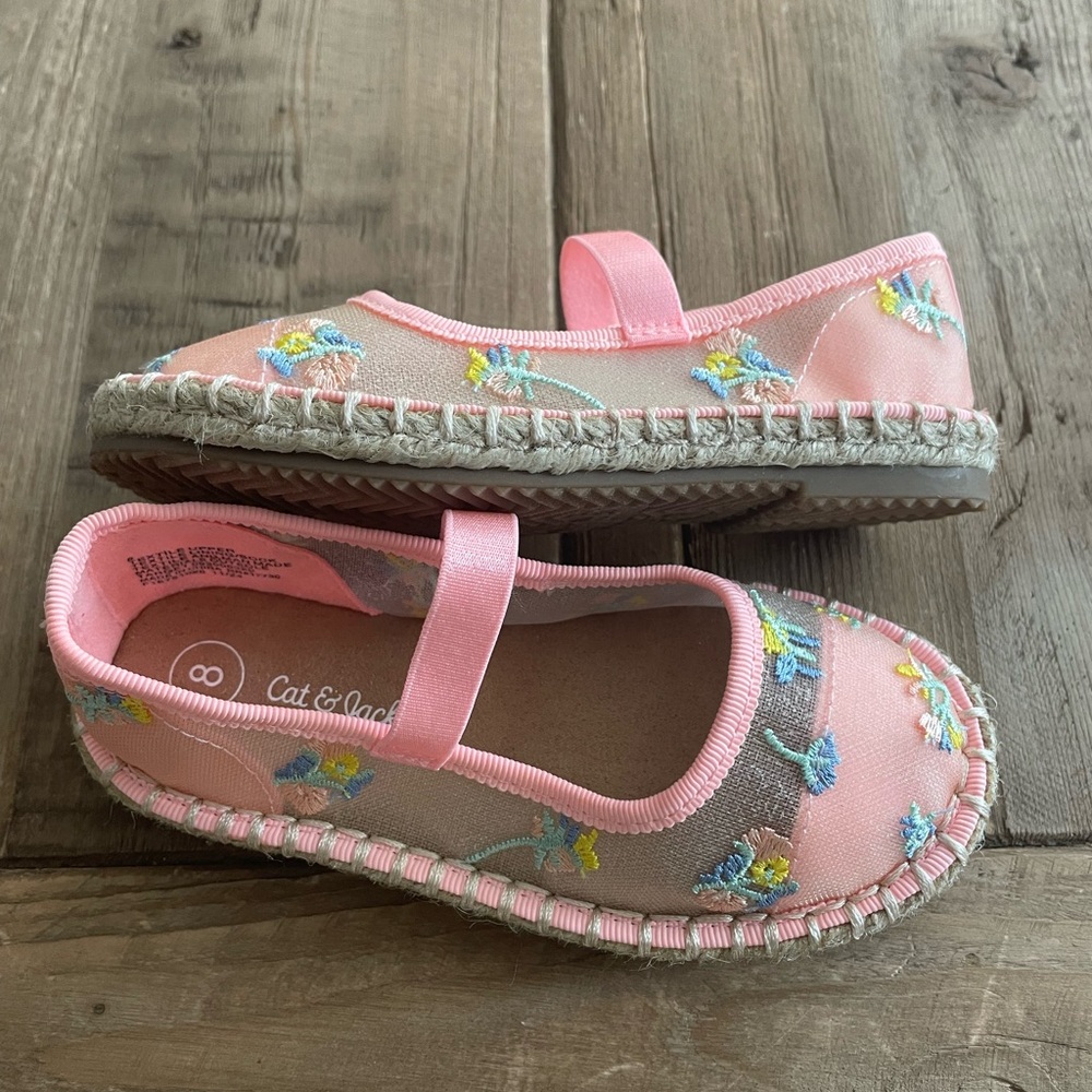 NWT: Cat & Jack - Toddler Mesh Espadrilles with Embroidered Flowers